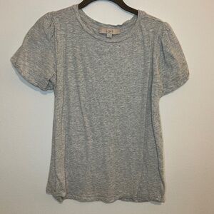 LOFT Gray Sparkly Puff Sleeve Top - Size S